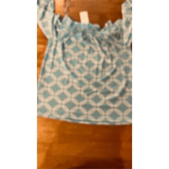 Charter Club Blue White Off the Shoulder Blouse WOmens SZ XS New - Picture 8 of 10
